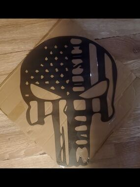 Black Metal Punisher Skull Decal Sign